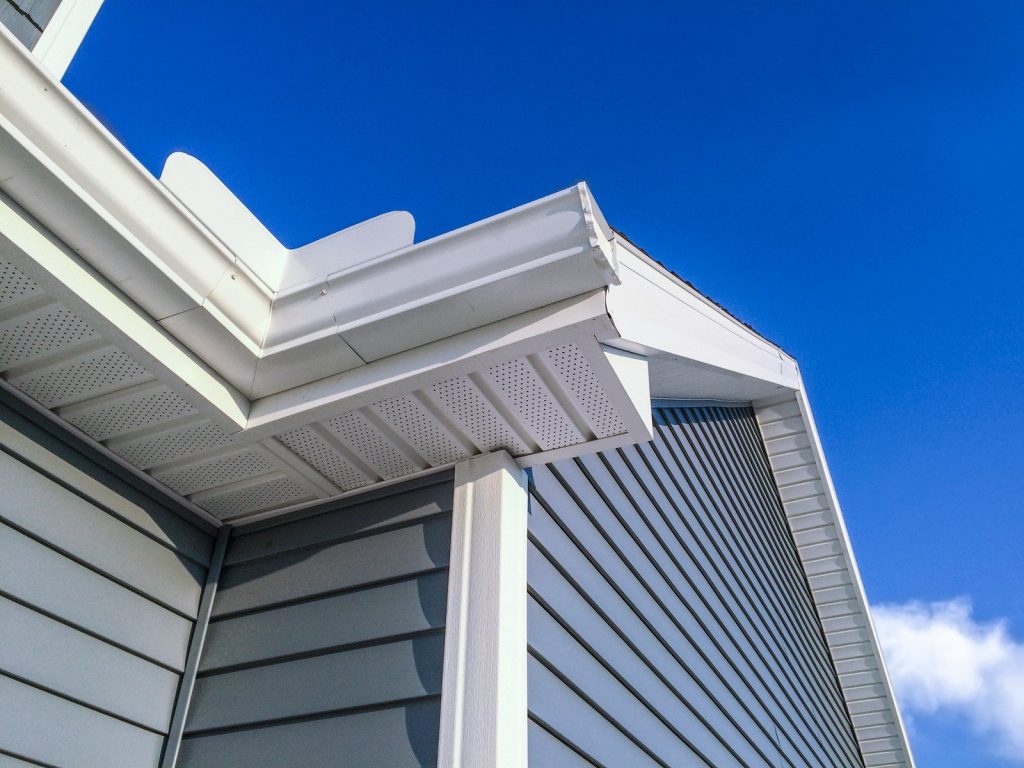 Gutters installed with fascia and soffit Gutters installed with fascia and soffit